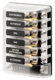Marine Fuse block, 6 circuit, 12v glass fuses