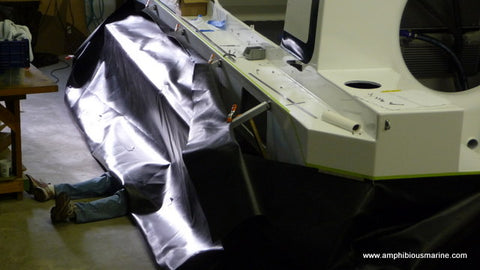 Completed vinyl skirt for Vanguard (14ft x 7ft) - color gray