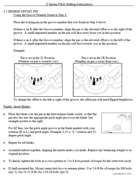 Multiwing Z-series fan blade information