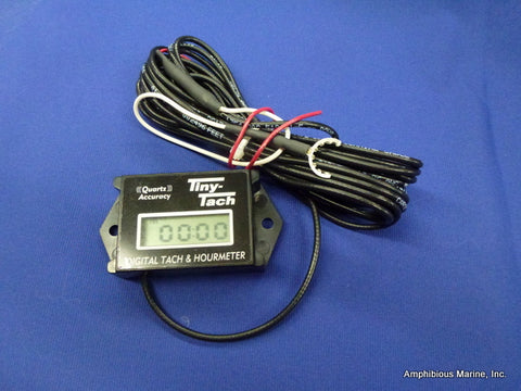 Tiny Tach Inductive hovercraft Tachometer with hour meter and custom long wire.